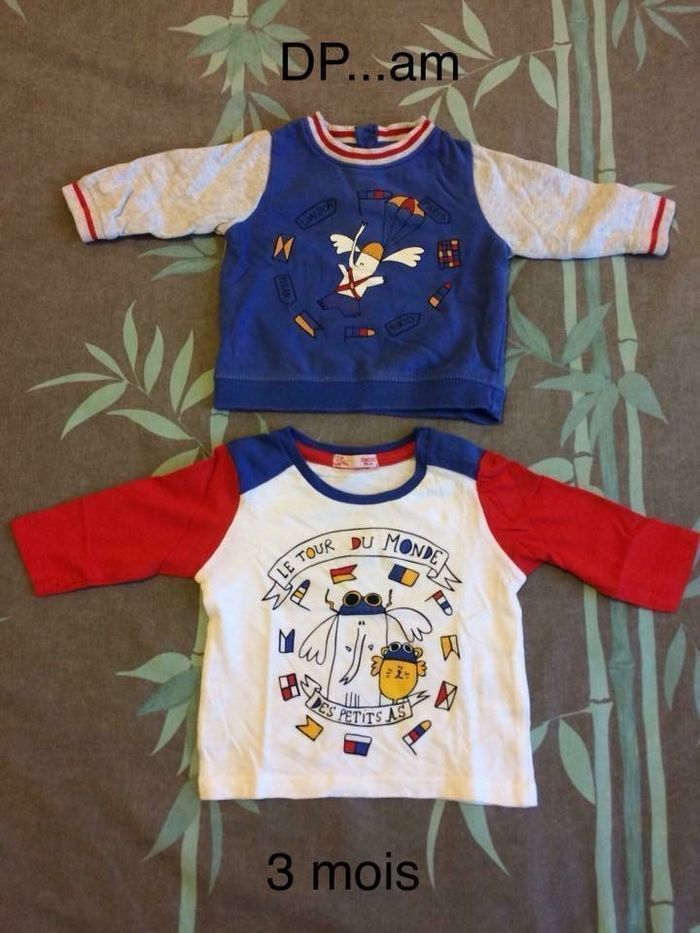 Lot sweat-shirt et tee-shirt DPAM 3 mois