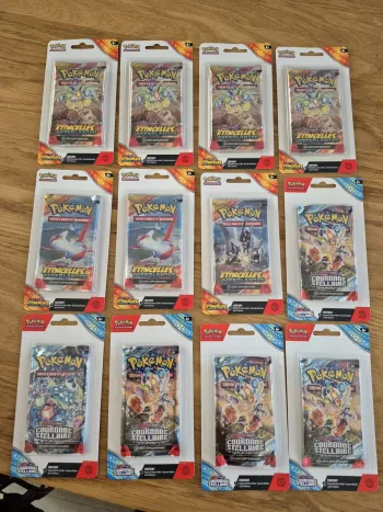 Lot de 12 booster blister pokémon 7 ev08 + 5 ev 07 Fr Neuf Scellé
