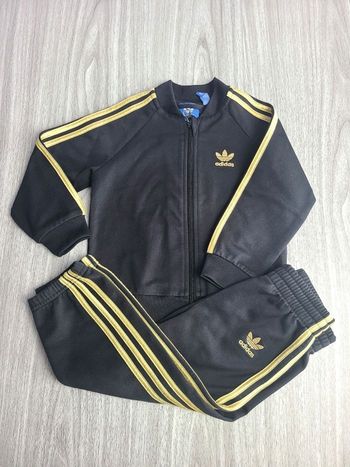 Ensemble Adidas Originals noir bandes dorées trefoil survêtement enfant 18-24 mois 92 cm
