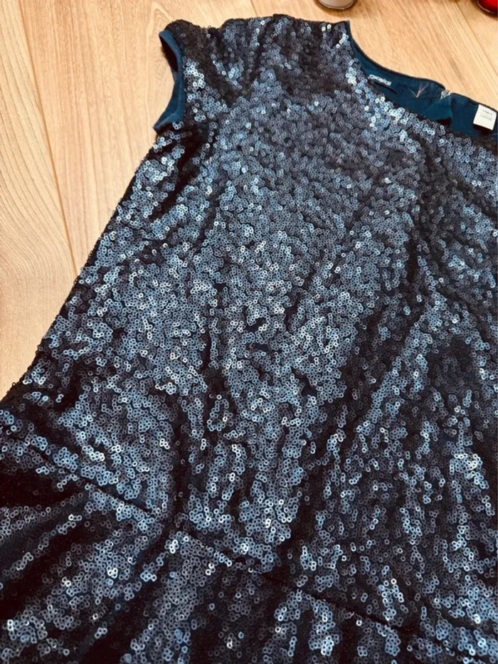 Taille 10 ans robe fête fille Okaidi bleu * sequins * 🎄 - photo numéro 3