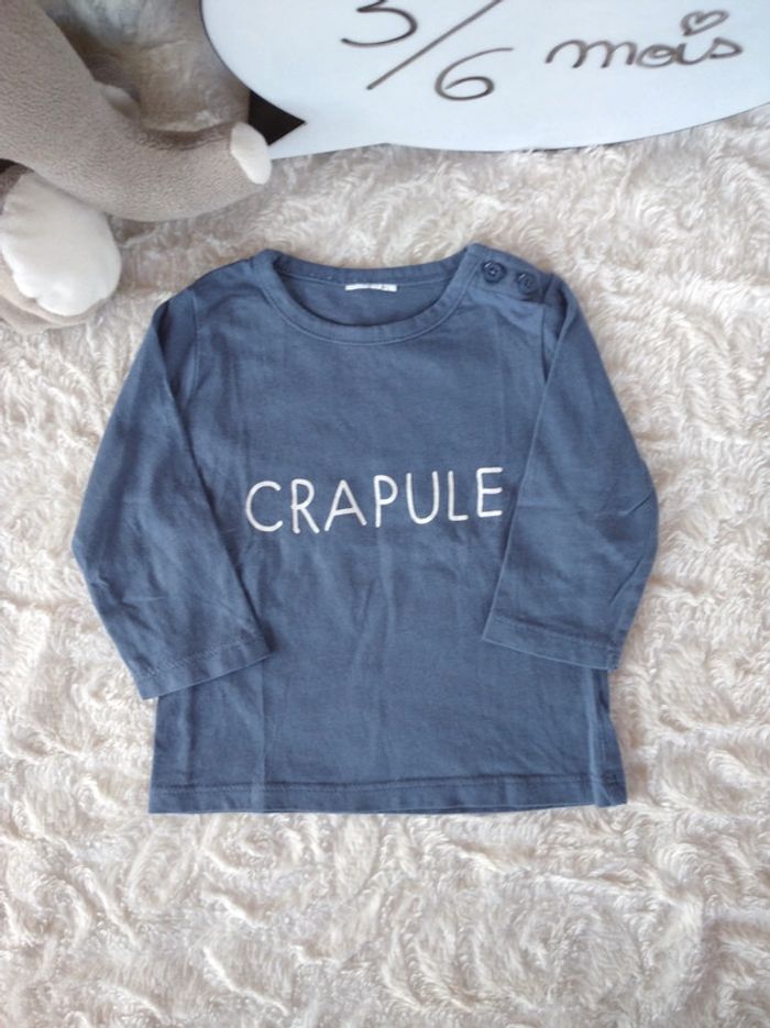 Tee shirt chemise manches longues Garçon 3/6 mois Crapule - photo numéro 2