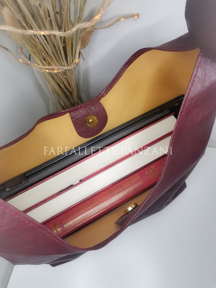 Sac fourre tout cuir écologique bordeaux femme - photo numéro 5