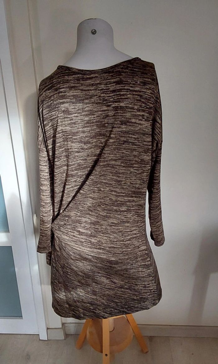 Robe chinée marron et beige noué sur le côté  T 40 - photo numéro 5