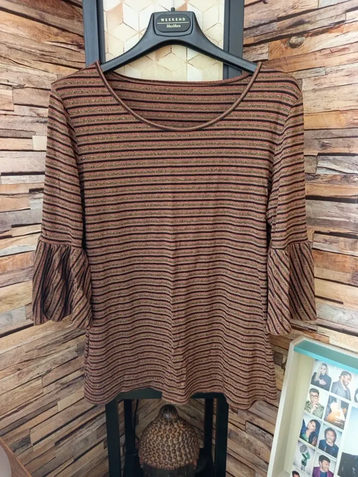 Tshirt manche froufrou ligne paillettes