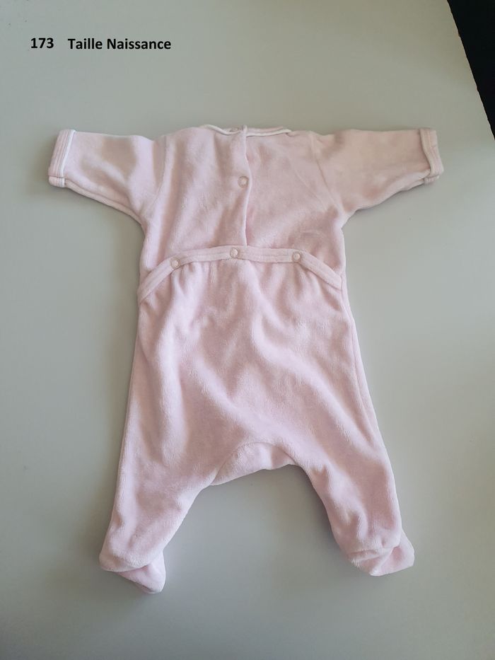 Pyjama rose en velour Taille Naissance - photo numéro 4