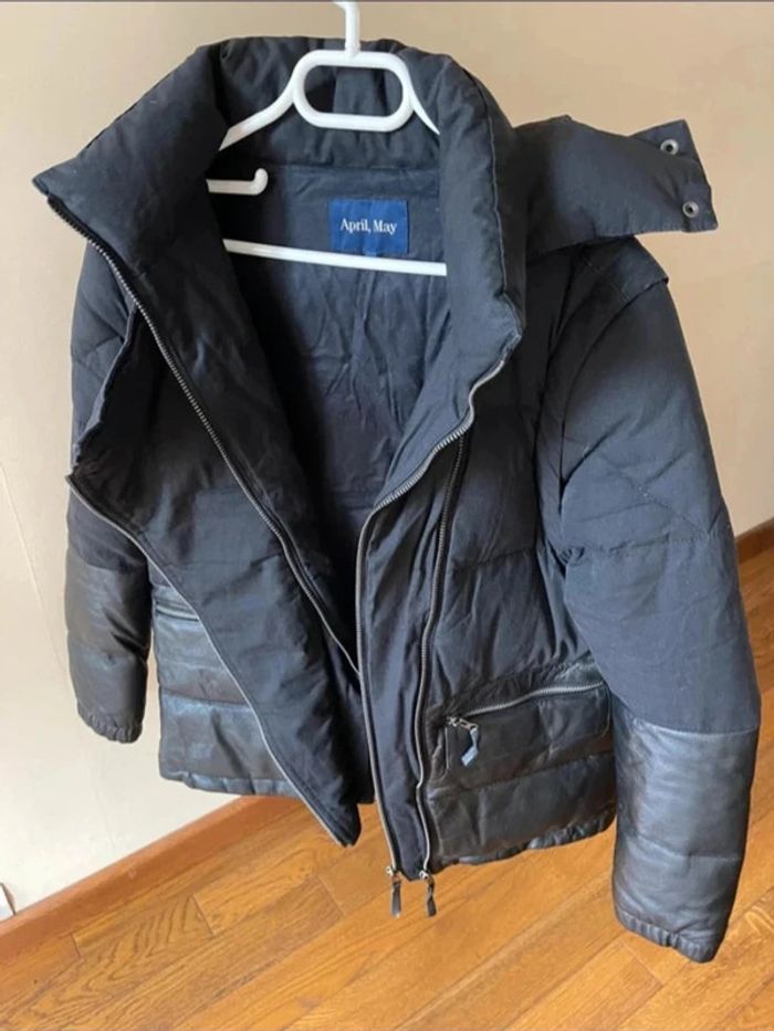 Sublime manteau doudoune noir April May avec empiècement cuir qui se transforme en sans manche - photo numéro 8