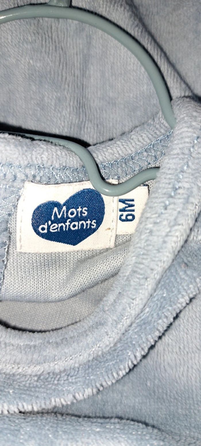 Pyjama velours bleu Mots d'enfants en 6 mois - photo numéro 4