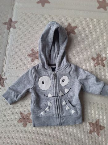 Gilet sweat à capuche 1 mois (52-55cm)