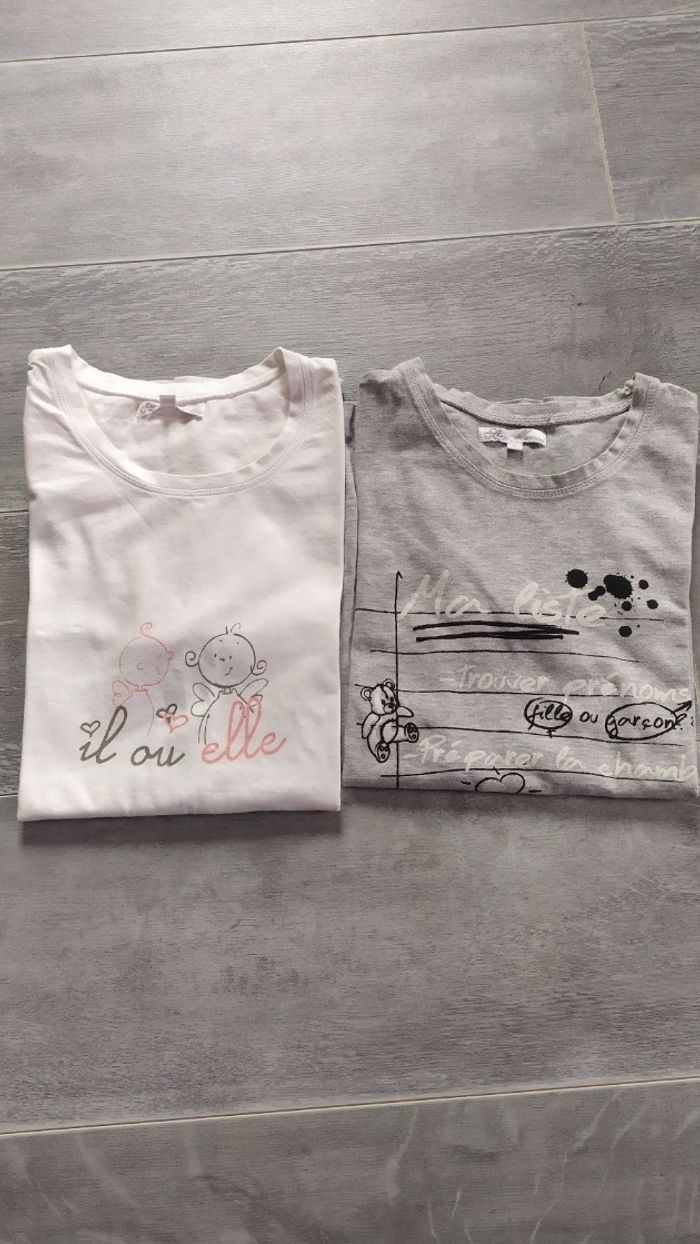 2 t-shirts grossesse en taille S