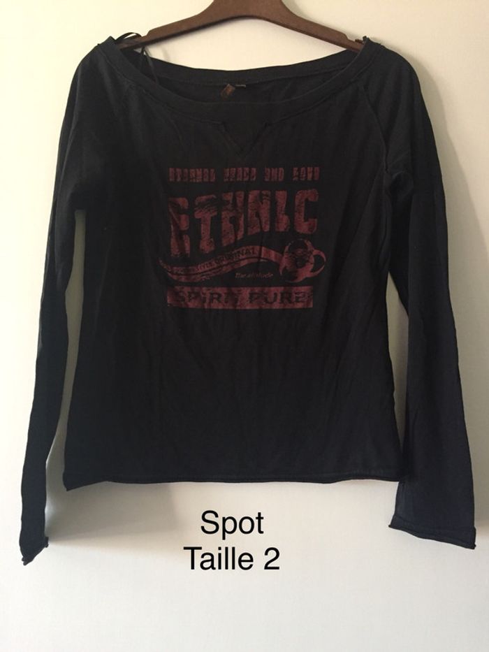 T-shirt noir manches longues Spot Taille 2