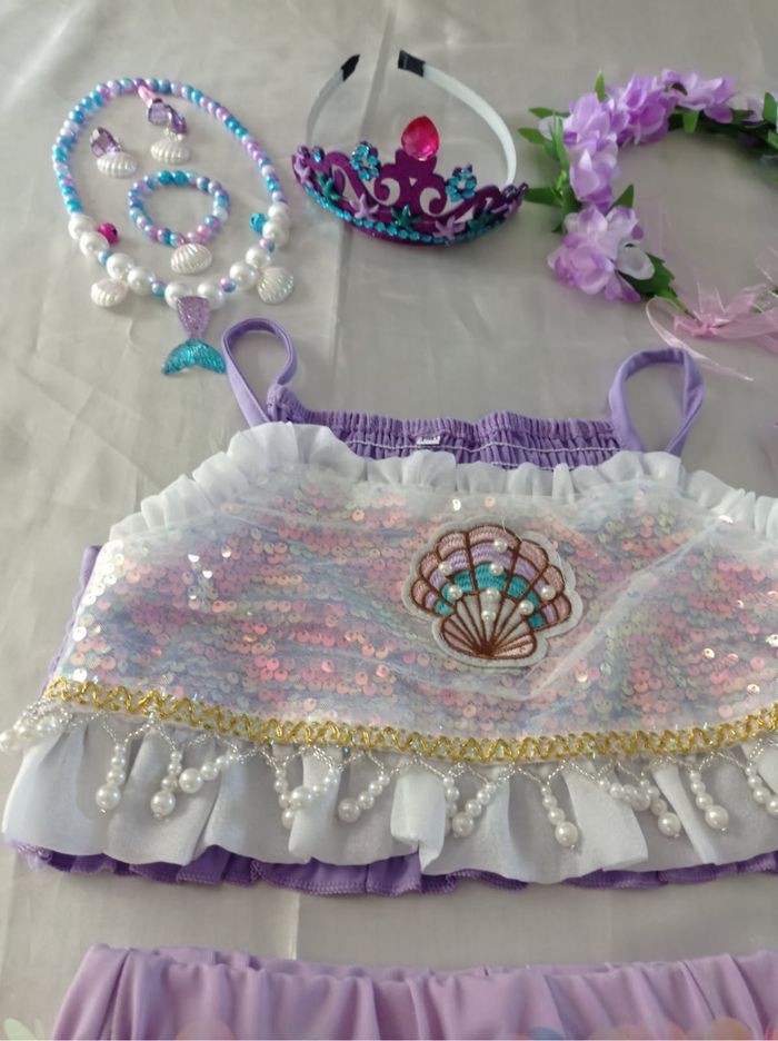 Déguisement sirène 2 pièces sequin et accessoires 5-6ans - photo numéro 4