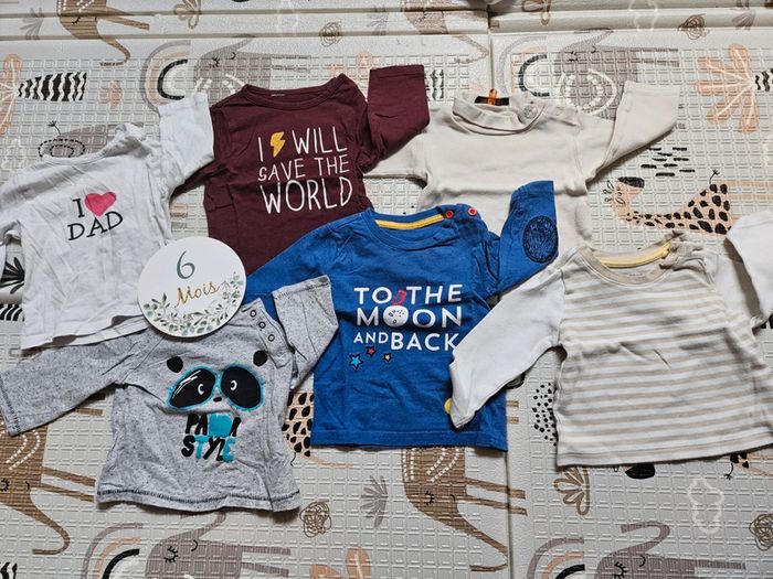 Lot de 6 t-shirts manches longues garçon 6 mois