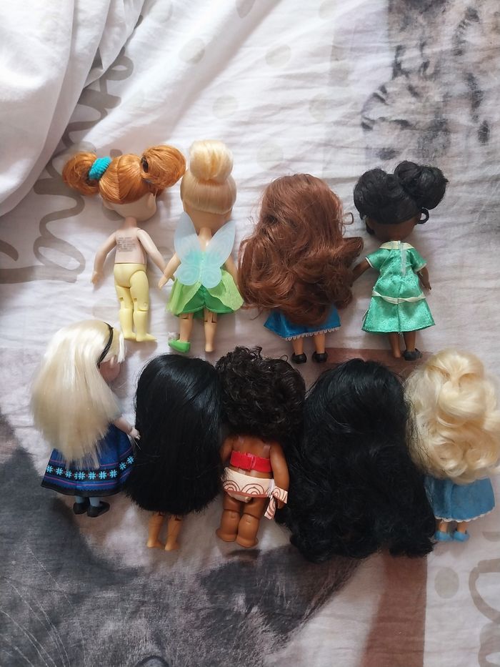 Lot 9 poupées miniatures Animators Princesses Disney Mini-Animators Tiana Belle Cendrillon Vaiana Elsa Anna - photo numéro 4