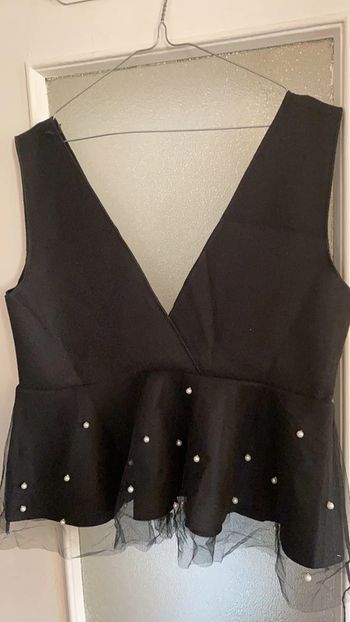 Debardeur noir volant perle xl