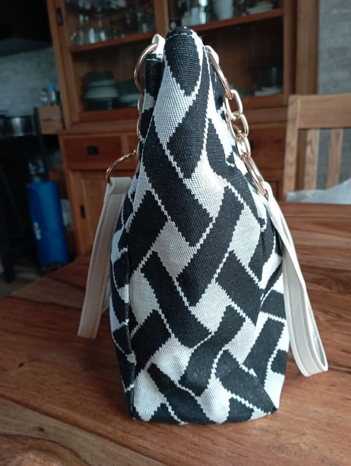 Sac à main toile et simili cuir - photo numéro 4