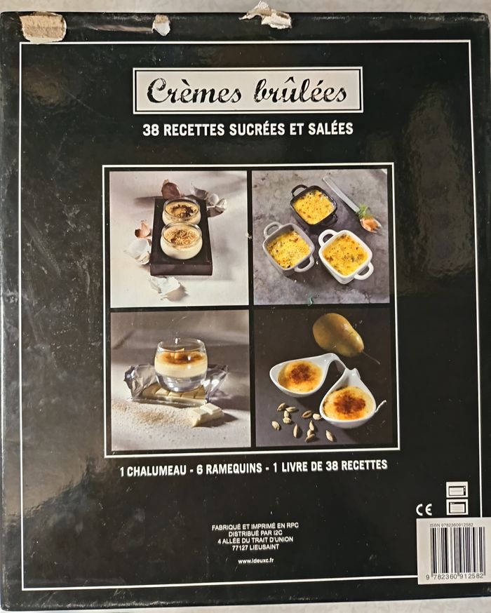Coffret crèmes brulées avec 6 ramequins 1 chalumeau 1 livres 38 recettes NEUF - photo numéro 2