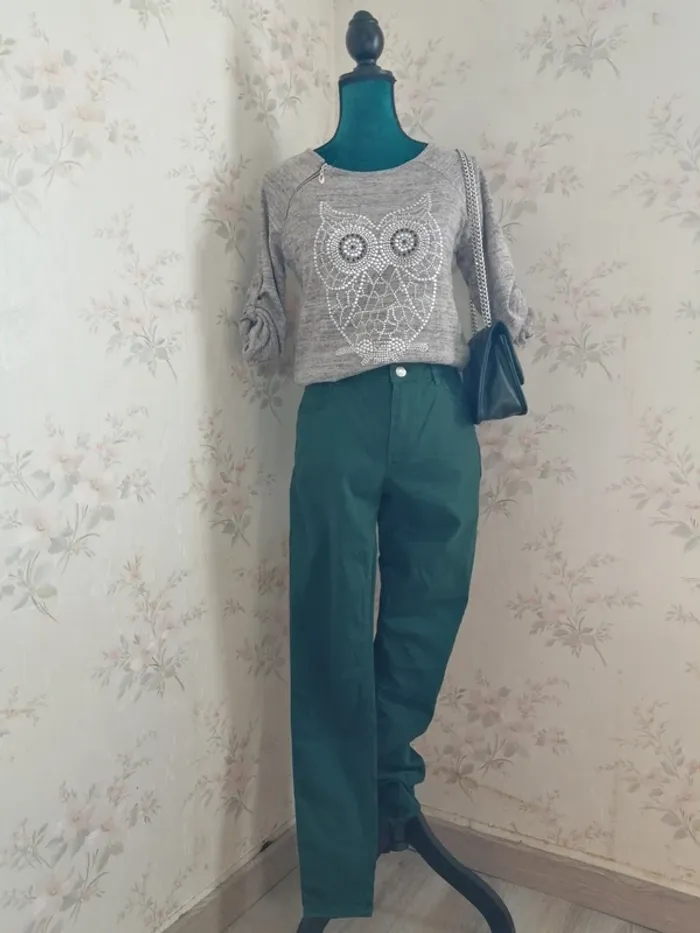Pantalon skinny push up vert foncé / terranova / (42)