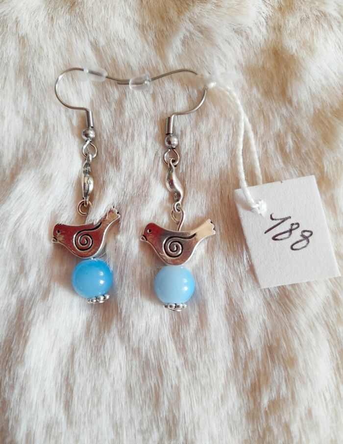 Boucles d'oreilles oiseaux bleu