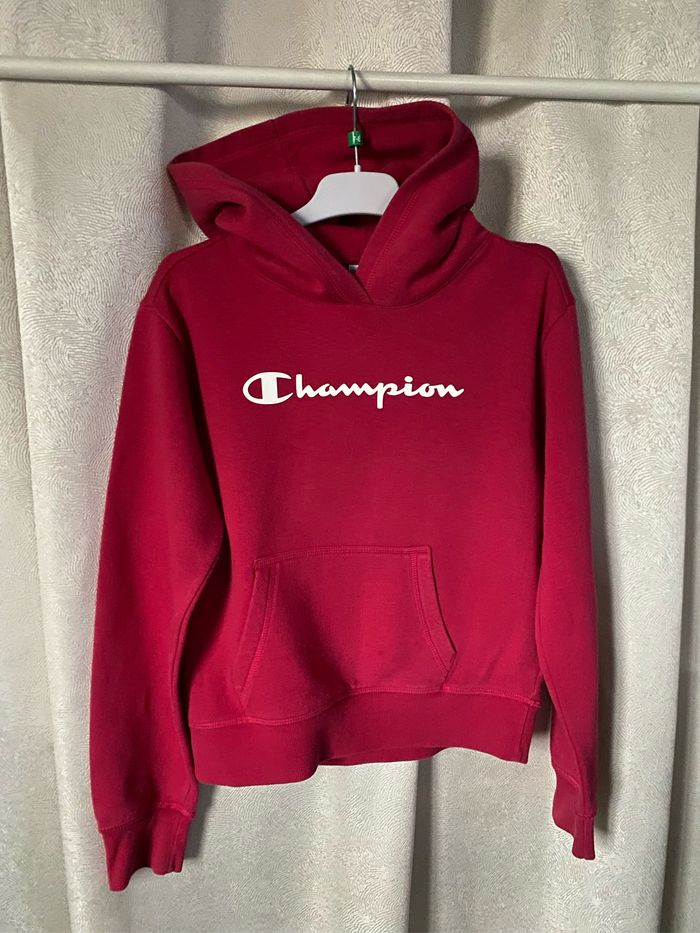 Pull sweat à capuche rouge framboise 9-10 ans Champion