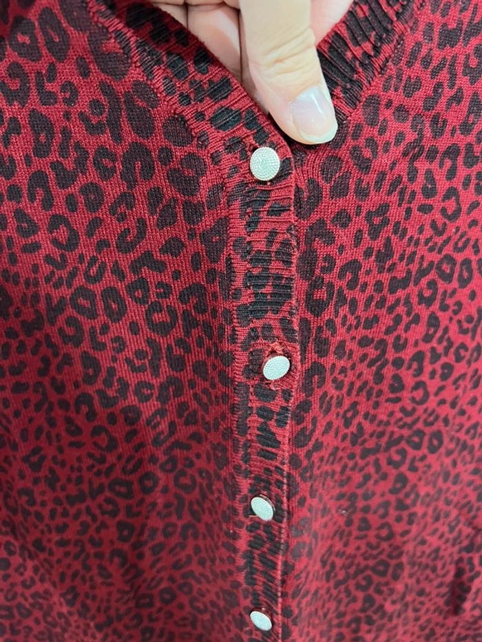 Gilet long tendance, bordeaux/leopard No Excuse 38/40 - photo numéro 5