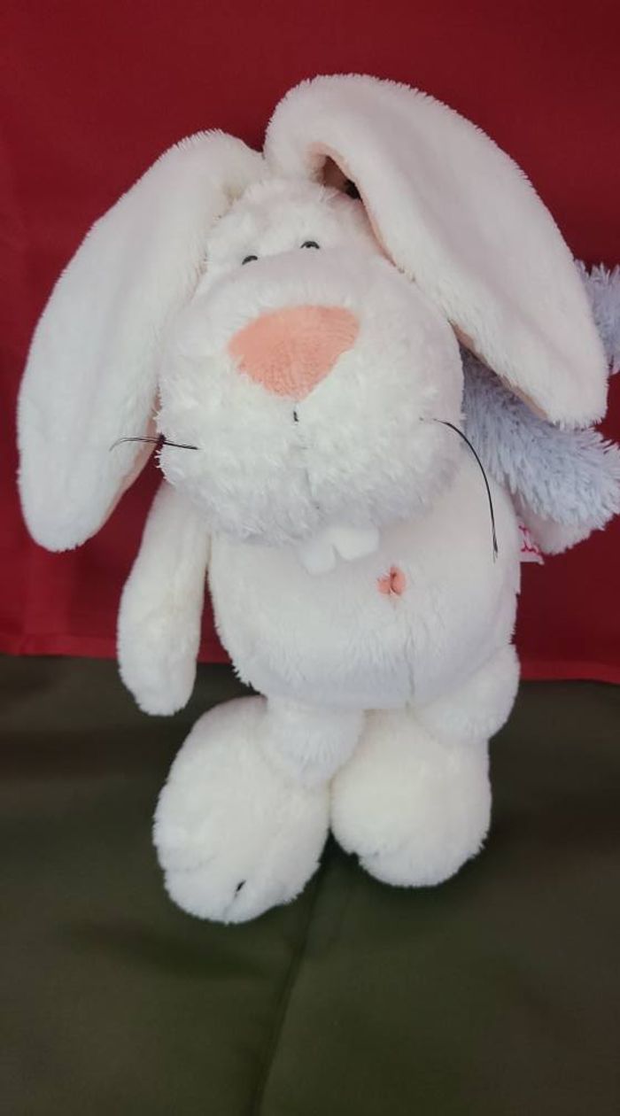 Doudou lapin blanc écharpe bleu NICI - photo numéro 5
