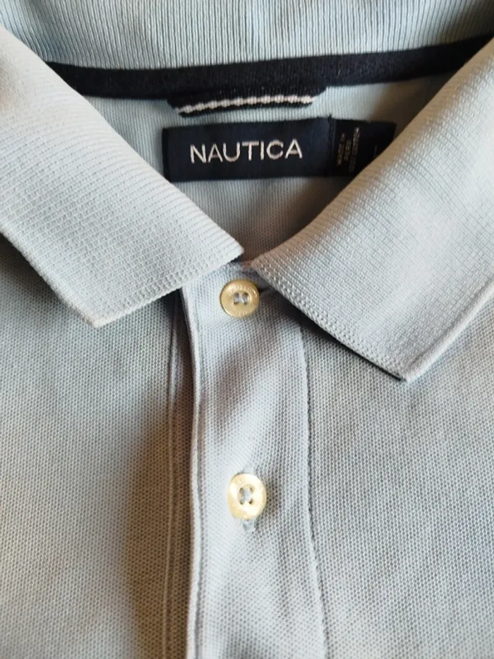 Polo vintage Nautica bleu ciel taille L - photo numéro 4