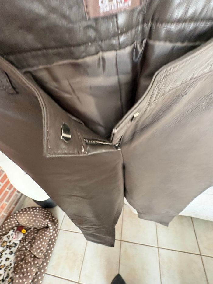 Pantalon cuir kaki grain de malice taille 38 - photo numéro 3