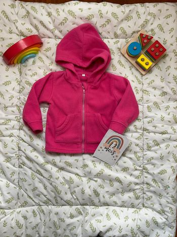 gilet zippé en polaire avec capuche rose 12 mois