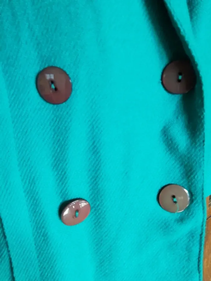 Veste jacket manteau coat vintage laine wool turquoise bleu blue - photo numéro 7