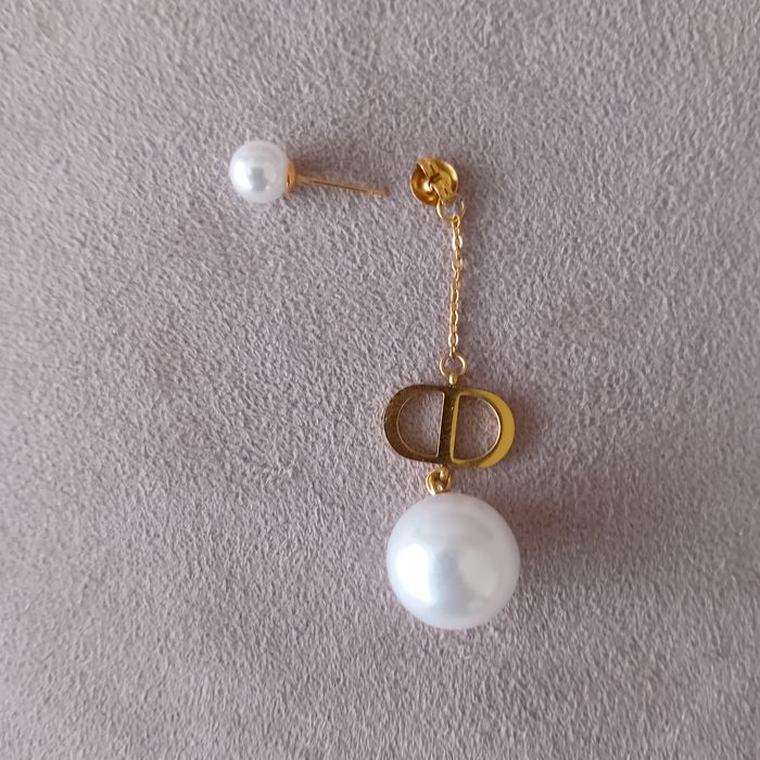 Faby27800 Boucles d'oreilles pendantes en acier inoxydable - dorées avec perles blanches - photo numéro 2