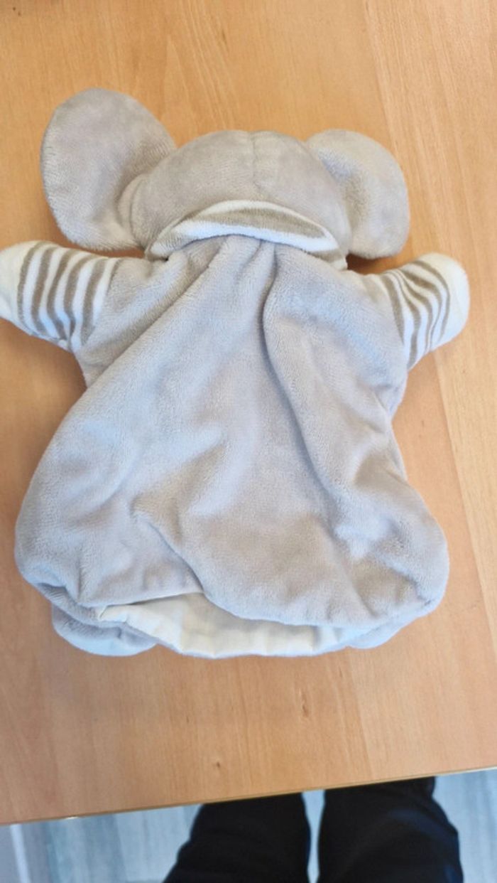 Doudou marionnette  Éléphant gris PUSBLU - photo numéro 3