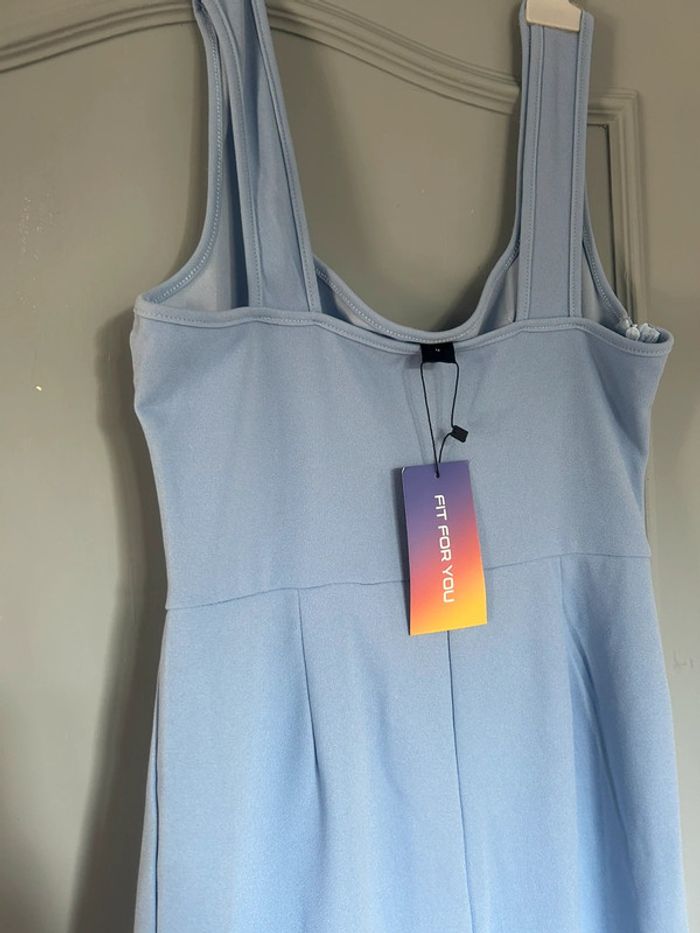 Magnifique combinaison manches longues et fentes aux chevilles turquoise • shein • taille S/36 - photo numéro 3