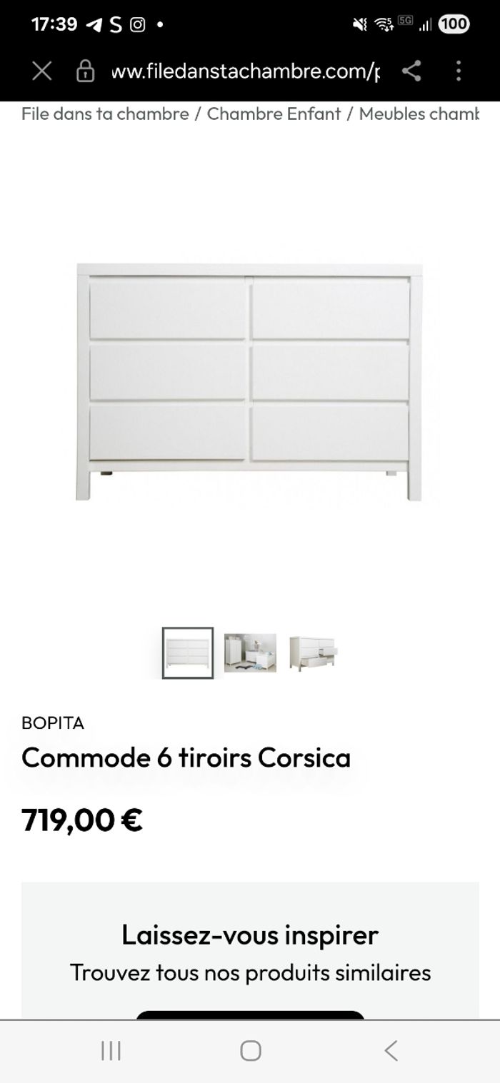 Commode 6 tirois avec plan à langer - photo numéro 6