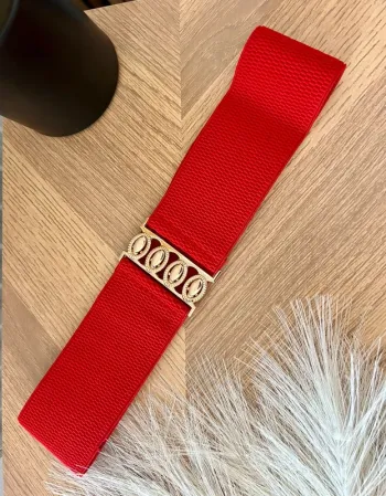 Superbe ceinture large rouge et doré taille ajustable neuf