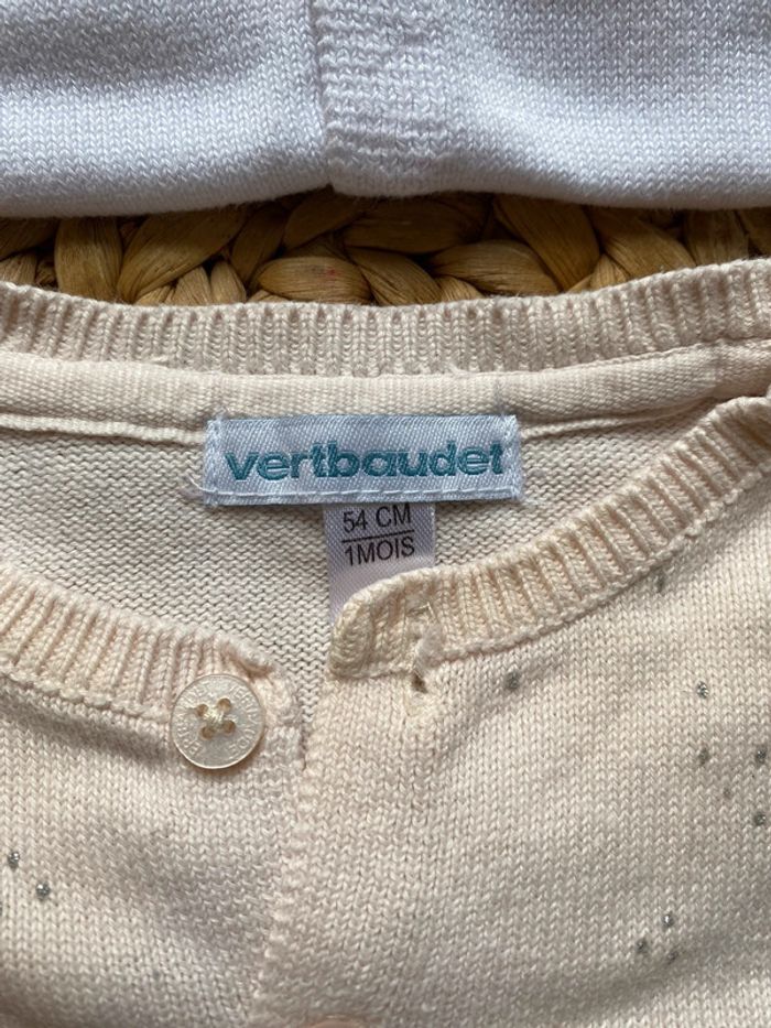 Lot 2 gilets Vertbaudet 1 mois - photo numéro 2