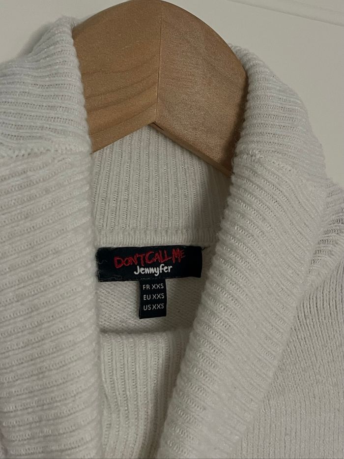 Pull blanc col roulé XXS - photo numéro 3