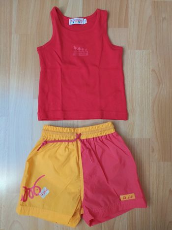 Ensemble short débardeur rouge et jaunes la Compagnie de petits 12mois