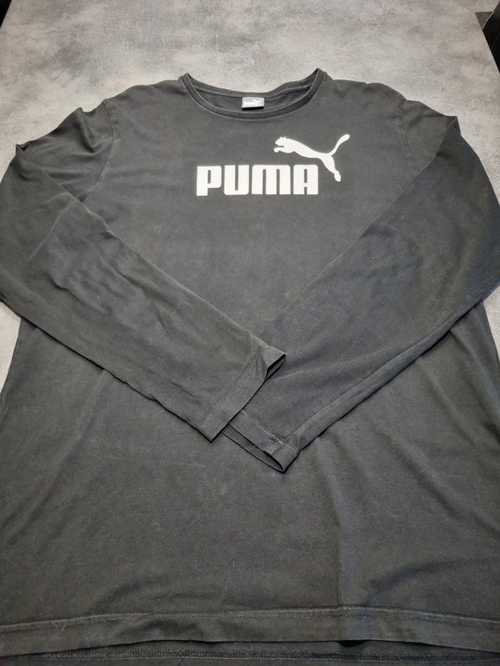 T-shirt à manches longues homme - Taille XXL / 44 - Puma - Noir floqué blanc - photo numéro 6