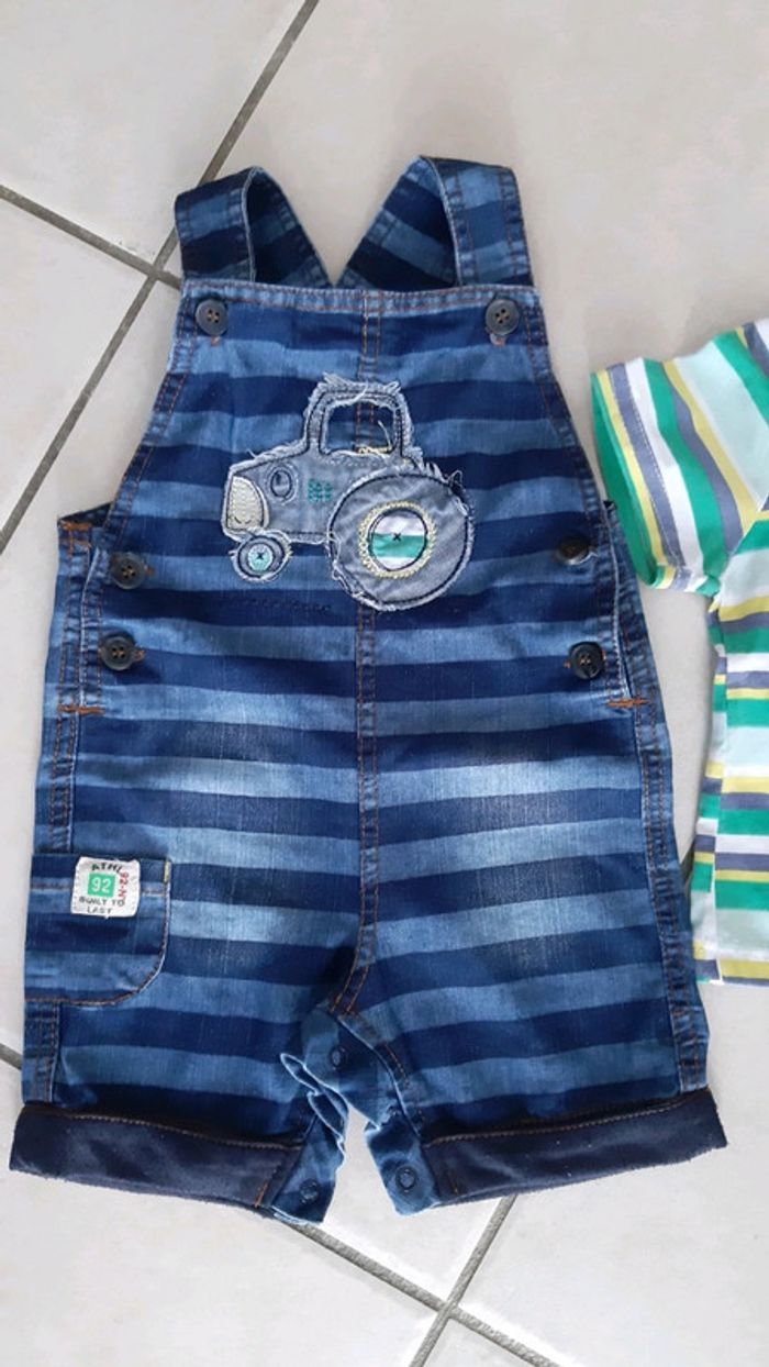 Salopette short + t-shirt manche courte garçon - photo numéro 2