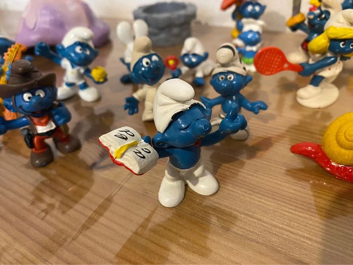 Lot de 23 schtroumpfs + escagot +accessoires toit maison et bas de puit peyo vintage 1971.. - photo numéro 20