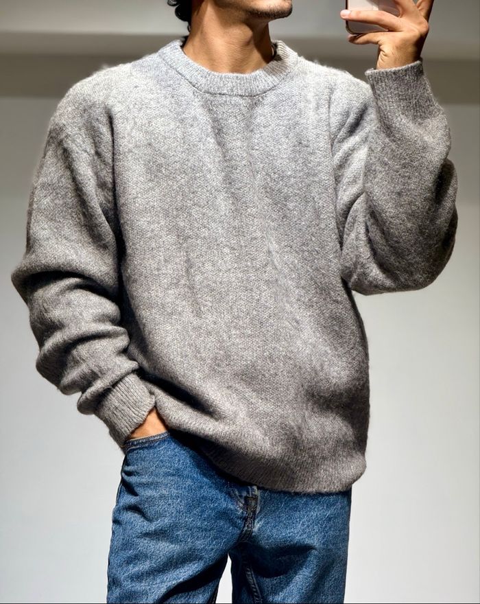 Pull homme oversize gris