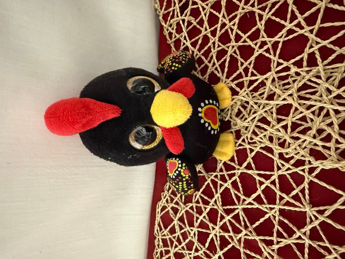 Peluche coq noir rouge gros yeux brillant WILD PLANET PORTUGAL - photo numéro 4
