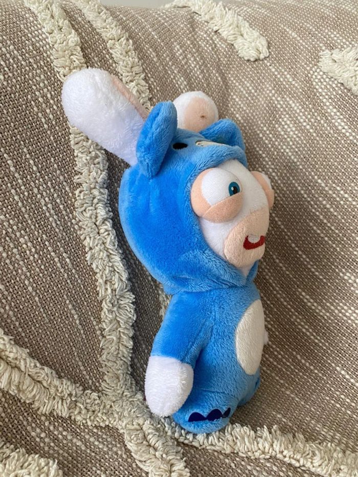 Peluche doudou 24cm lapins cretins déguisé en ours bleu bon état - photo numéro 2