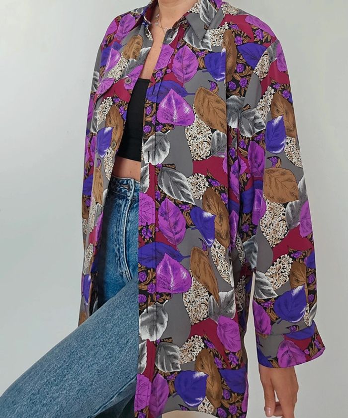 Chemisier à motifs floraux vintage 90s oversize - photo numéro 2