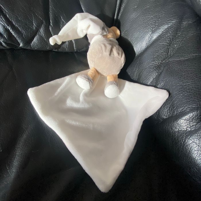 DOUDOU LUMINESCENT OURS GRIS BLANC MOUCHOIR ÉTOILES BABY NAT - photo numéro 2