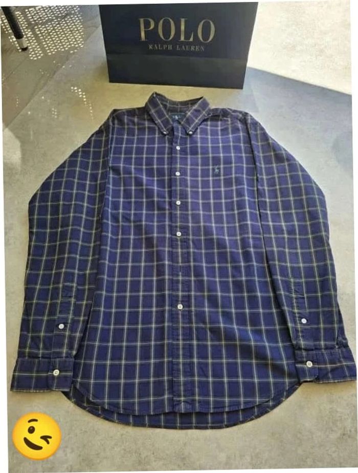Chemise Ralph Lauren manche longue Taille L bleu marine Homme Men CHE17 - photo numéro 4
