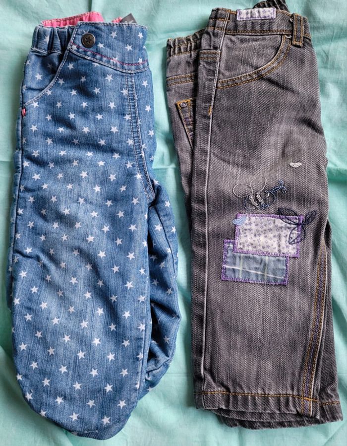 2 pantalons jeans chauds doublés 18 mois - photo numéro 2