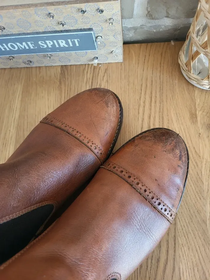 Bottines Chelsea en cuir véritable marron Laif' - photo numéro 8