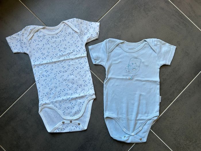 Lot de 2 bodys manches courtes bébé fille et/ou garçon p’tit bisou