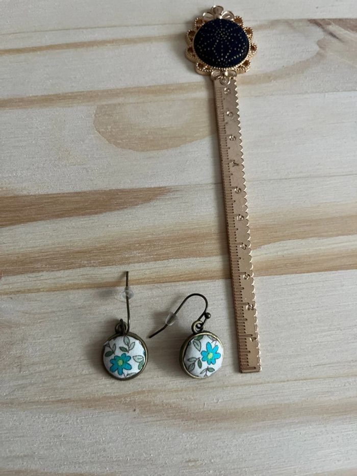 Boucles d’oreilles pendantes tissu neuves - photo numéro 3